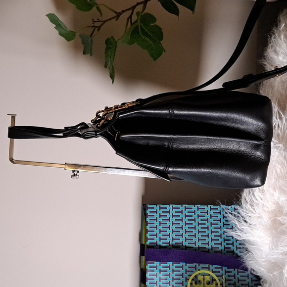 Tory Burch Black Leather Block T Top - Picture 9 of 10